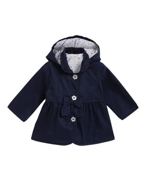 Girls Dark Blue Solid Jacket